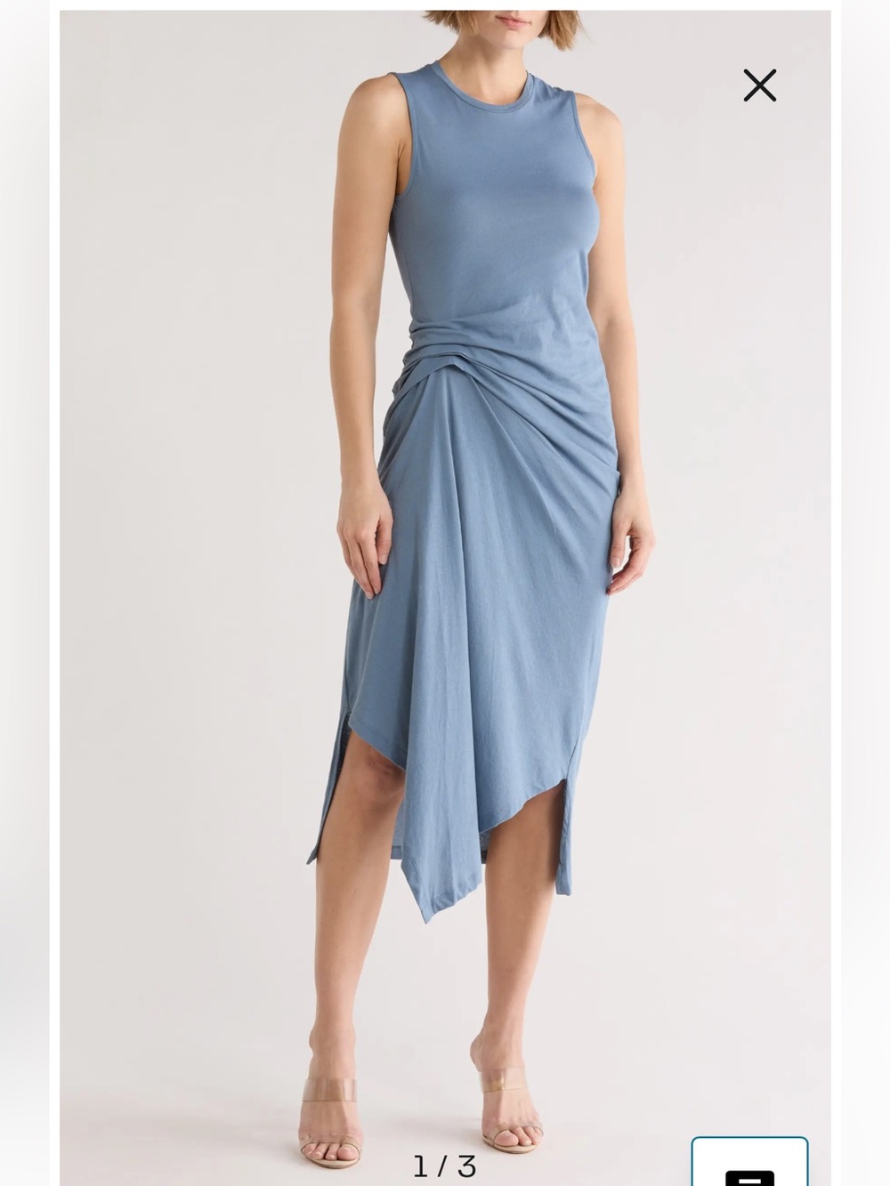 NWT AllSaints Slate Blue Rivi Draped Sleeveless Midi Dress Women’s 10